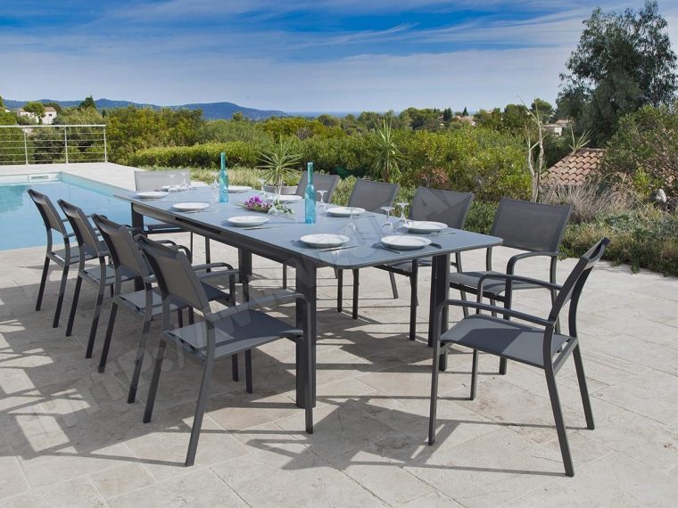 table de jardin aluminium extensible 12 places