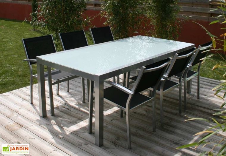 table jardin verre blanc