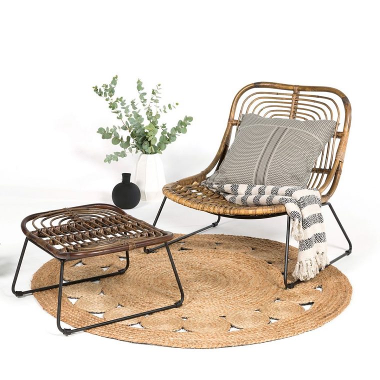 fauteuil jardin rotin naturel