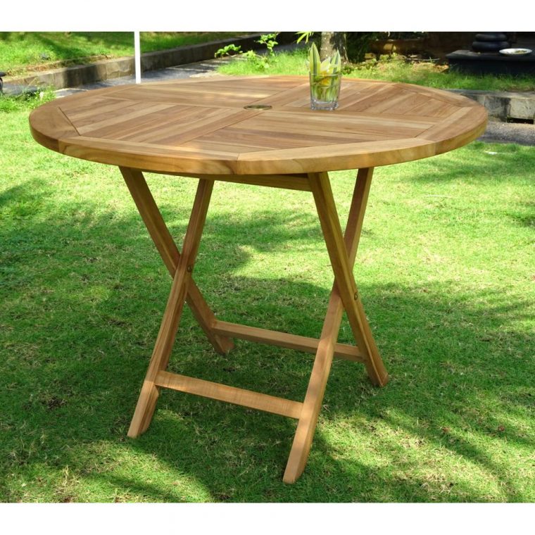 table teck ronde jardin