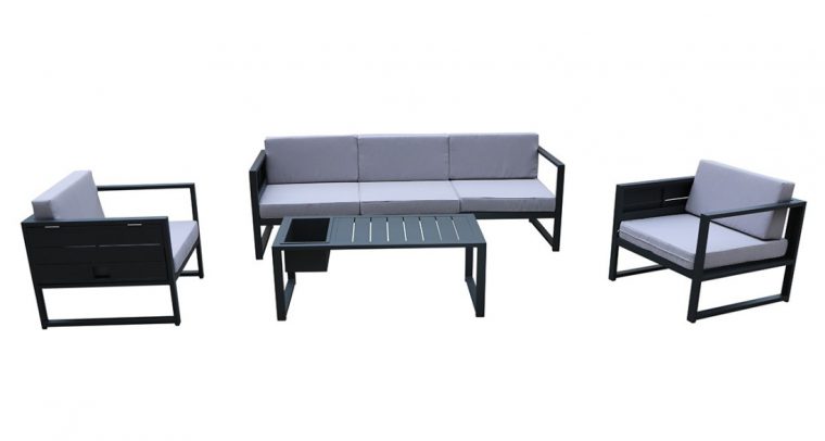 salon de jardin en aluminium gris anthracite