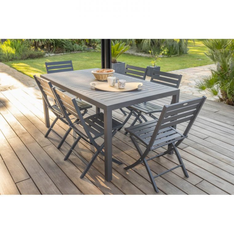 table de jardin aluminium avec chaise