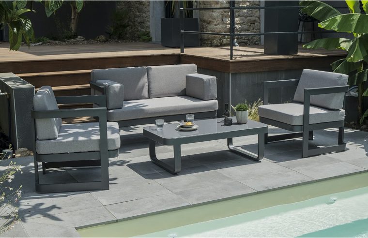 salon de jardin aluminium gris anthracite