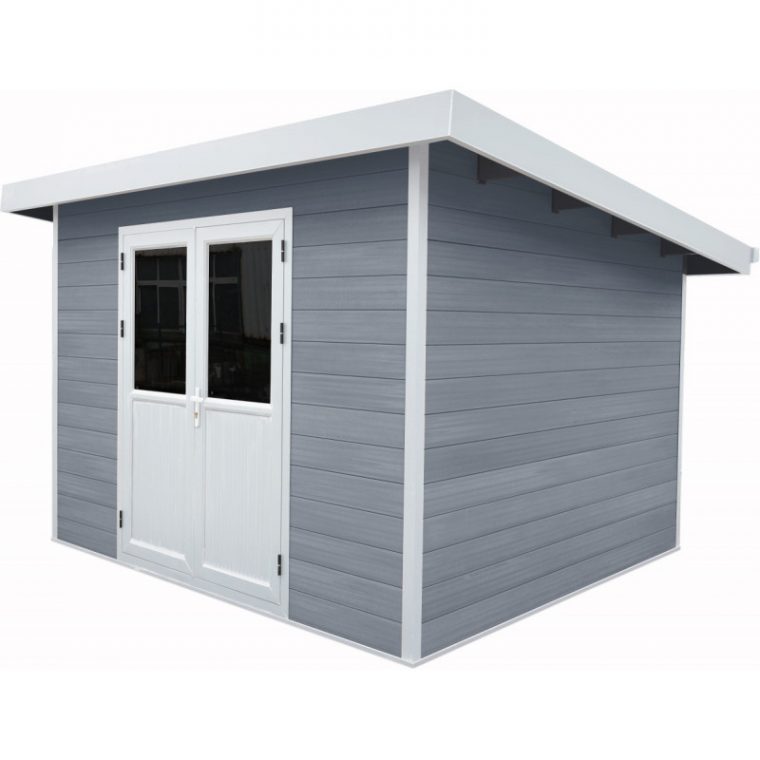 abri de jardin toit plat gris