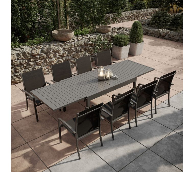table de jardin relevable extensible