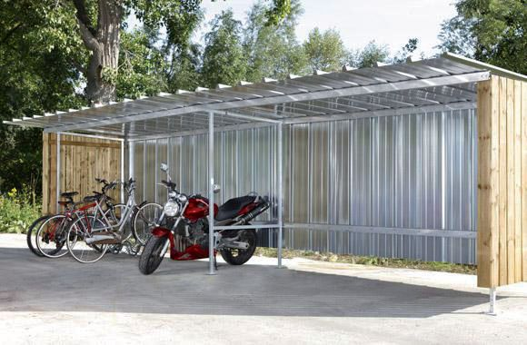 Abri Moto Bois Abri Vélos En Tôle Avec Boiserie Modulable