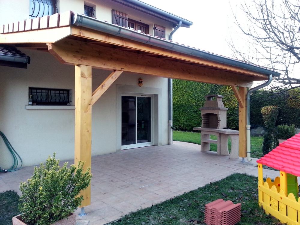 Auvent De Terrasse Maison à Ossature Bois Et Pose De Charpente Traditionnelle