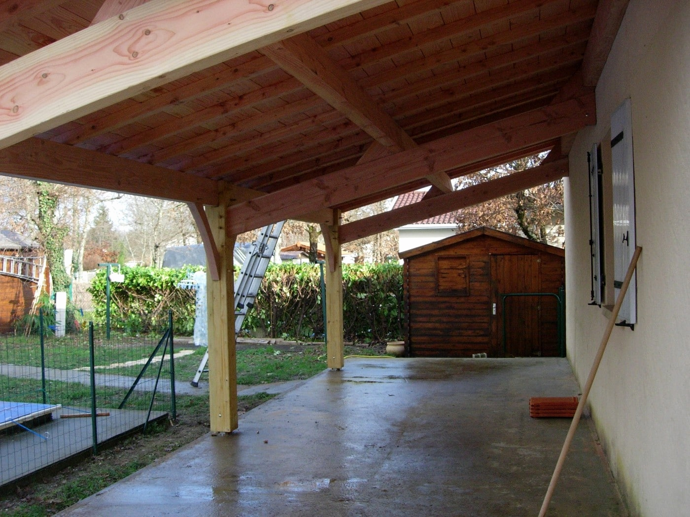 Avancée De toit Pour Terrasse Terrasse Couverte Tuile Élégant Garage Bois toit Plat