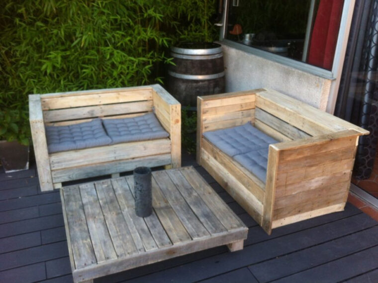 CanapÃ© Jardin Bois Canapa Et Table Bois De Palette Pour 2017 Avec Palette