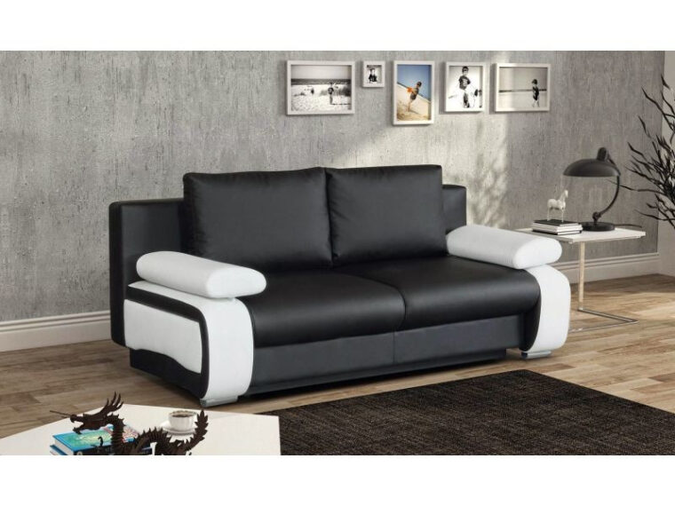 Canapé 2 Places Convertible Conforama Canapé Convertible Design à 2 Places En Pvc Noir Etblanc