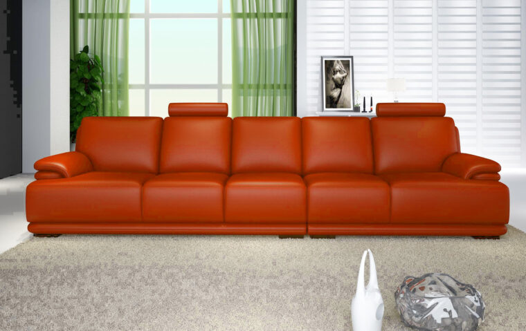 Canapé 5 Places Canape Droit Cuir Salon London orange Canape Cuir Canapé 5 Places Canape Droit Cuir Salon London orange Canape Cuir