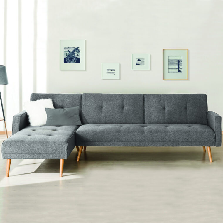 Canape Angle Convertible solde Canapé Scandinave Convertible Gris 3 Places