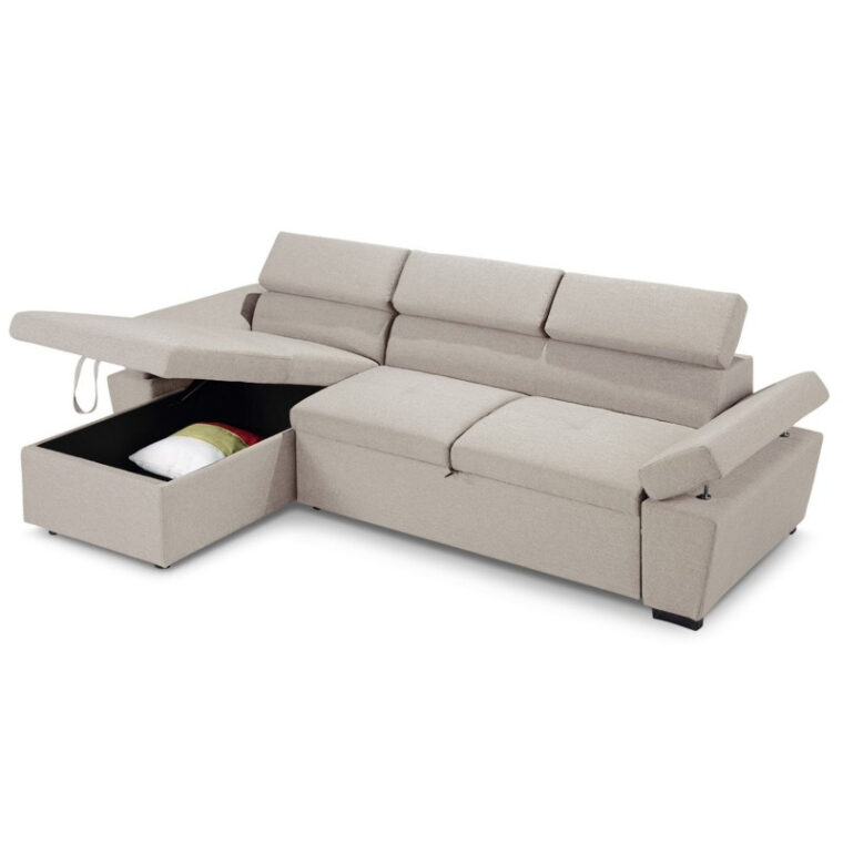 Canapé Angle Scandinave Convertible Canapé D Angle Convertible Avec Coffre De Rangement Tissu