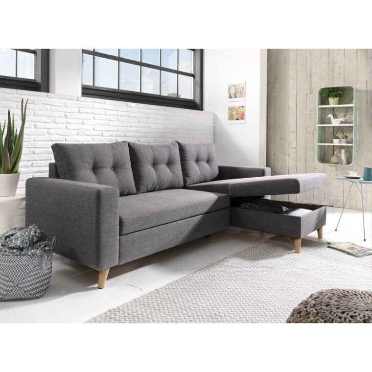 Canapé Angle Scandinave Convertible nordic Canapé Gris Foncé D’angle Réversible Convertible