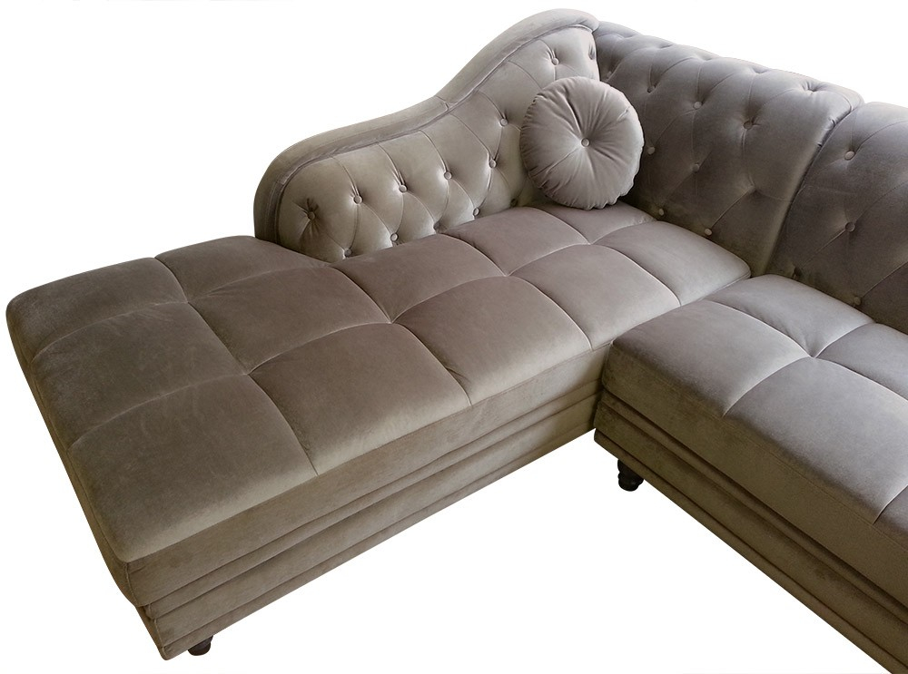 Canape Angle Taupe Canapé D Angle Gauche Empire Velours Taupe Style Chesterfield
