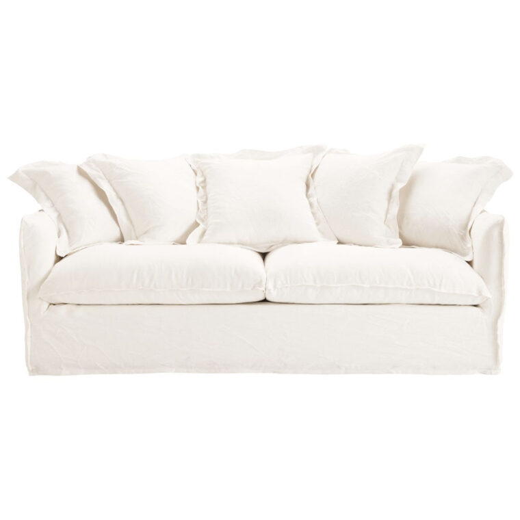 Canapé Blanc Convertible Canapé Convertible 3 4 Places En Lin Lavé Blanc Barcelone