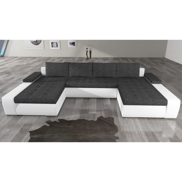 Canapé Blanc Convertible Canapé D Angle Convertible 5 Places En Tissu Gris