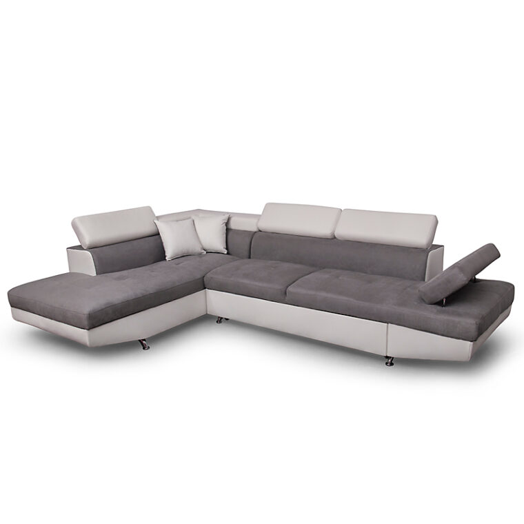 Canapé Blanc Convertible Canapé D’angle Gauche Convertible 5 Places Blanc Gris