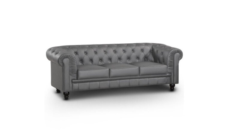 Canapé Chesterfield Gris Canapé Chesterfield 3 Places Capitonné Gris