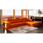 Canapé Convertible orange Canapé D Angle En Cuir orange Design Avec Lumière Achat