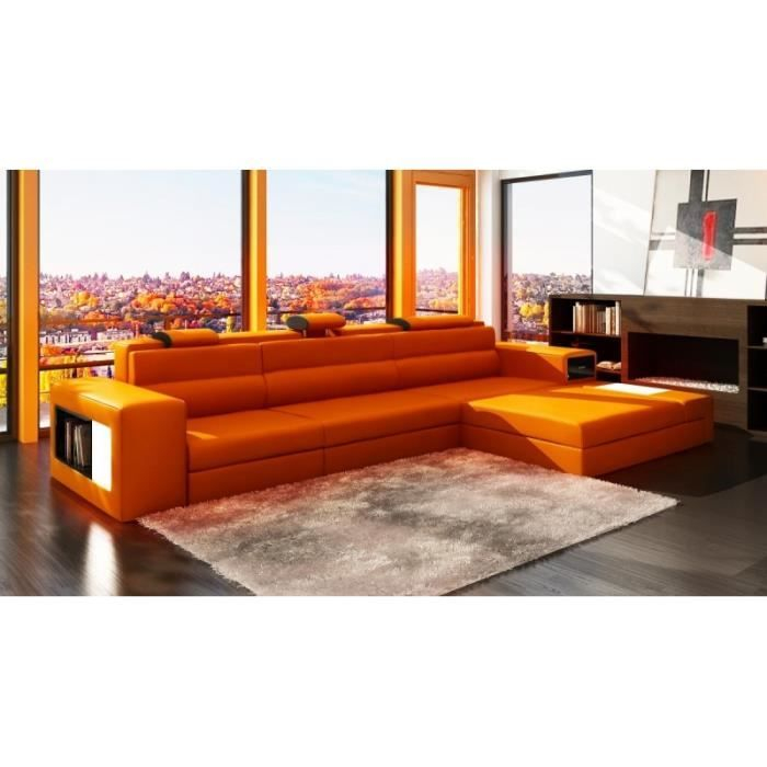 Canapé Convertible orange Canapé D Angle En Cuir orange Design Avec Lumière Achat