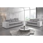 Canapé Cuir Gris Clair Salon Fauteuil Moderne En Tissu Gris Clair Et Simili Cuir