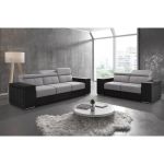 Canapé Cuir Gris Clair Salon Fauteuil Moderne En Tissu Gris Clair Et Simili Cuir