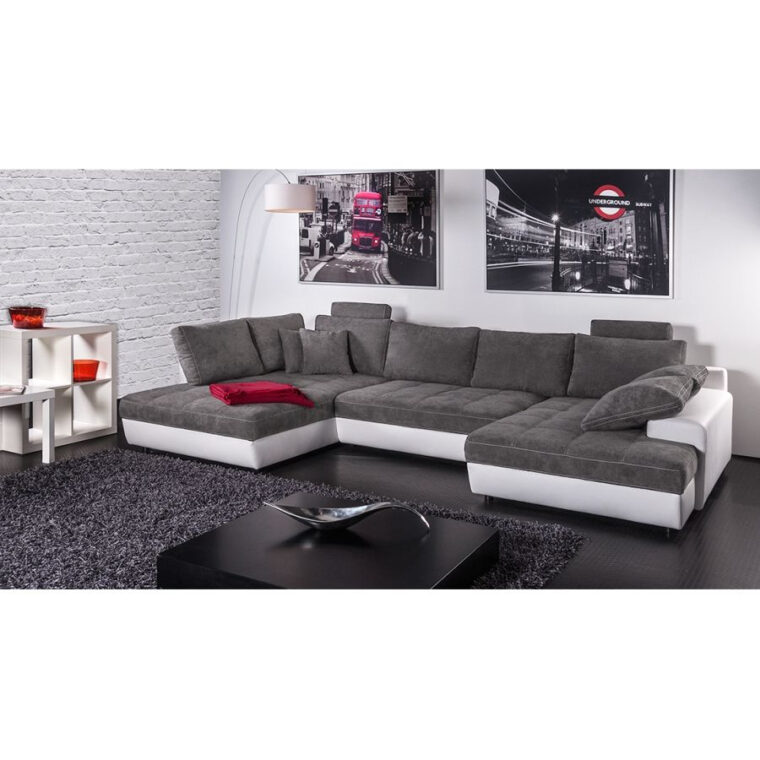 Canapé Panoramique Gris Canapé Panoramique Marit Convertible Imitation Cuir