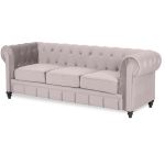 Canapé Velours Taupe Canape Chesterfield Velours 3 Places Altesse Taupe