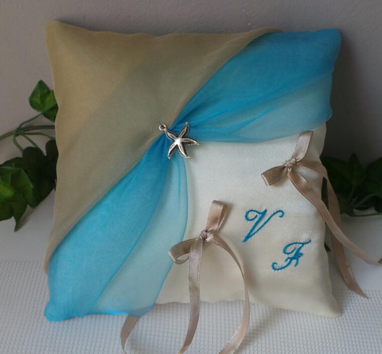 Coussin Bleu Turquoise Coussin Alliances Bleu Turquoise Beige 1