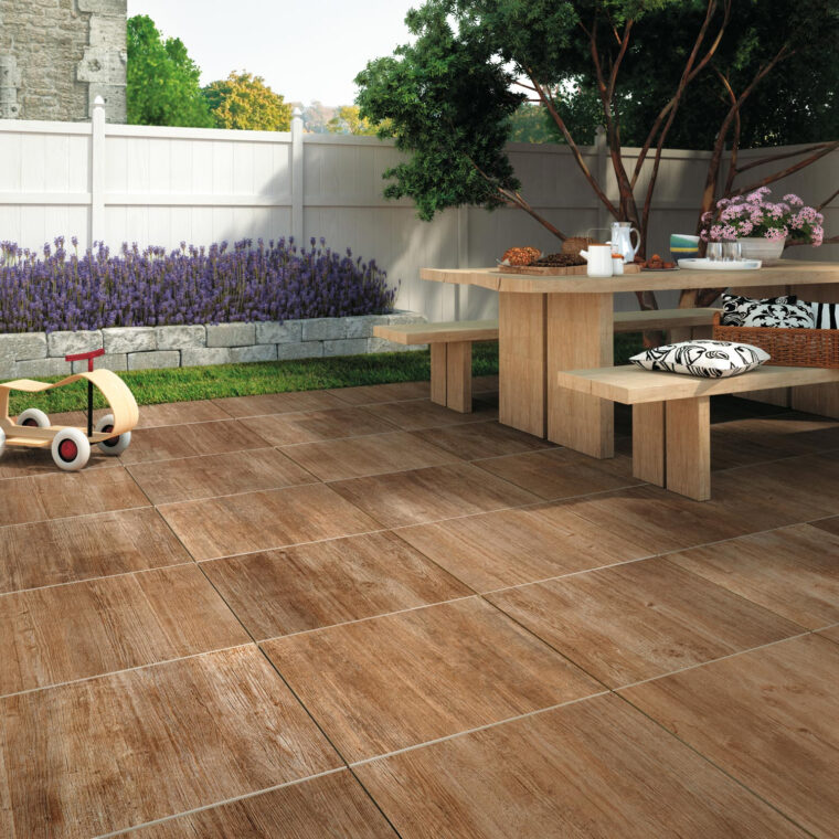Dalle De Terrasse Bois Dalle Grès Cérame Siena Bois Marron L 60 X L 60 Cm X Ep