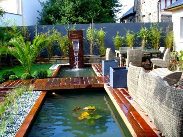 Forme Terrasse Bois originale Bassin D Eau Dans Le Jardin 85 Idées Pour S Inspirer