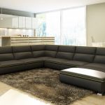 Grand Canapé D Angle Divani Casa 5076 Black Leather Sectional sofa
