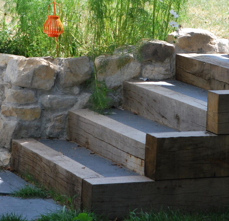 Idee Terrasse Beton Marches Bois Et Béton