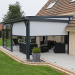 Pergola Fermée Pour Terrasse Pergolas Alu Gris Avec Stores Zip à Proximité De Rouen