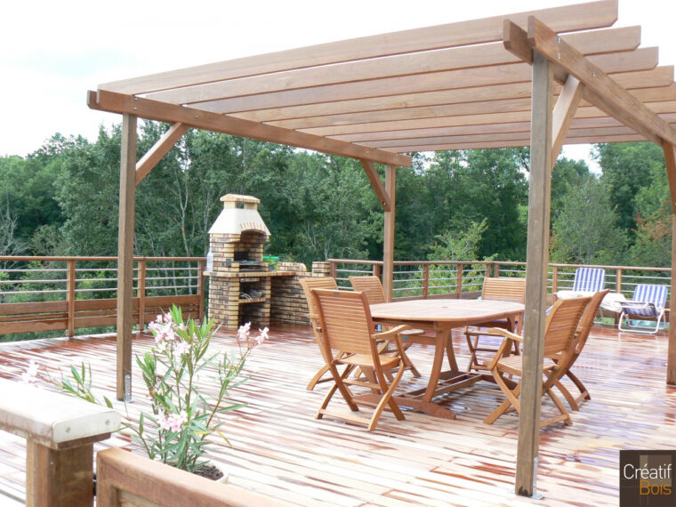 Pergola Terrasse Bois Pergola Double En Bois Trait