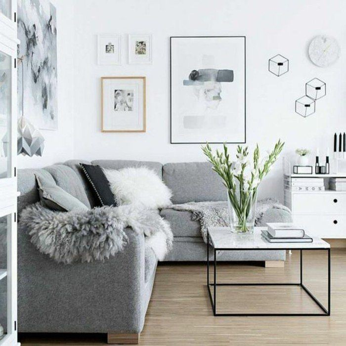 Salon Moderne Gris Decoration Salon Moderne Gris Un En Et Blanc C Est Chic