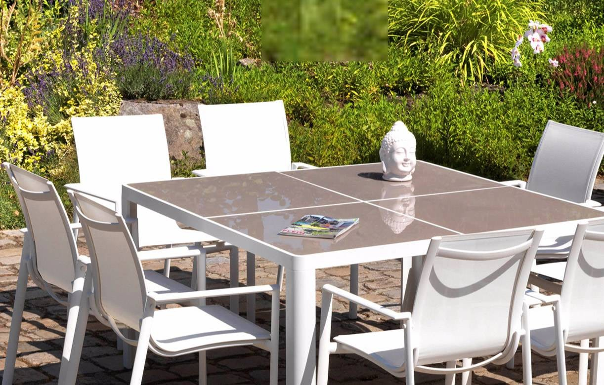 Table De Jardin Avec Chaise Table Et Chaises De Jardin Taupe Et Blanc En Aluminium Et