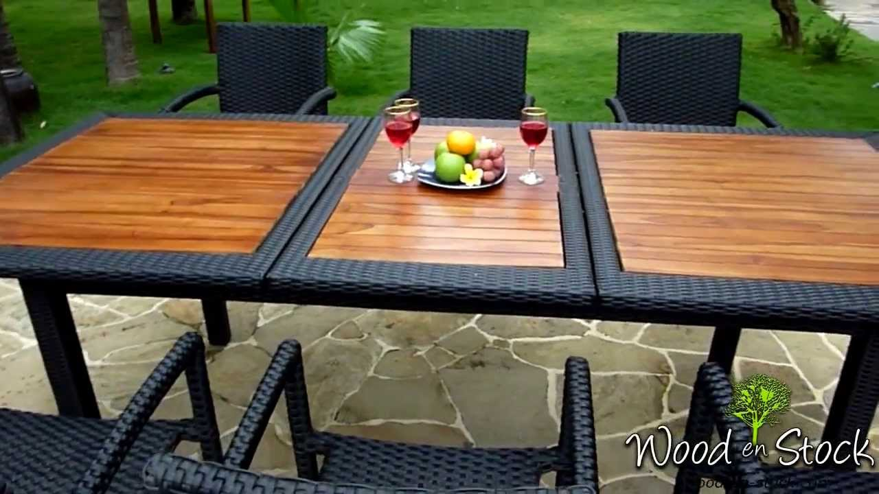 Table De Jardin En RÃ©sine Salon De Jardin En Teck Et Résine Tressée Modèle Flores