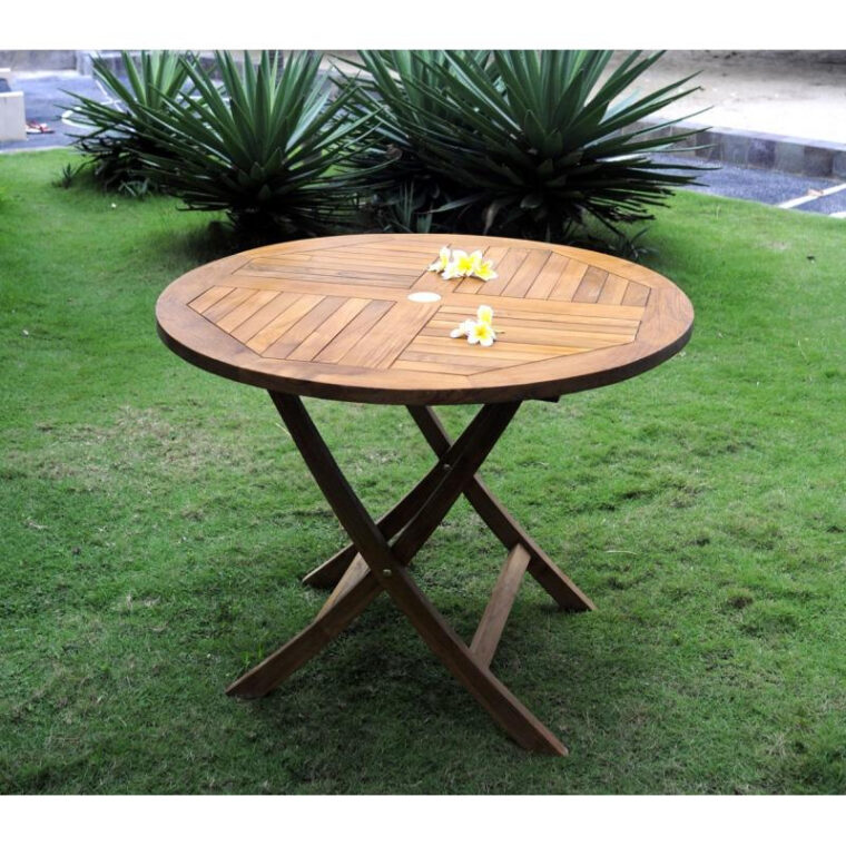 Table De Jardin Teck Table De Jardin Pliante En Teck Huilé Diametre 100 Cm
