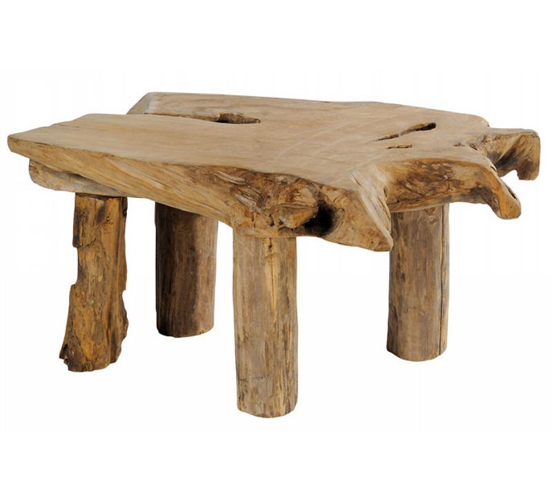 Table En Bois Brut Table Basse Teck Massif Brut "farmer" 1680  Idees