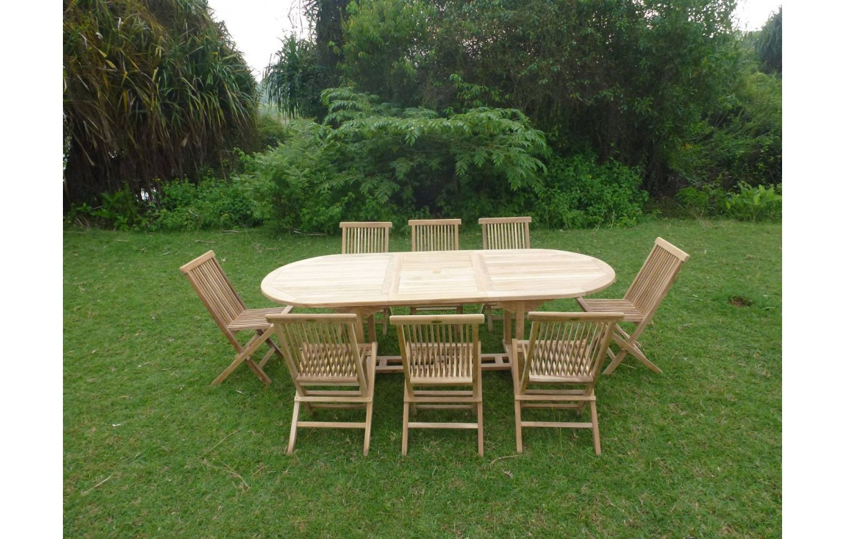 Table Jardin Rallonge Table De Jardin Ovale Avec Rallonge En Teck Massif 8 Chaises