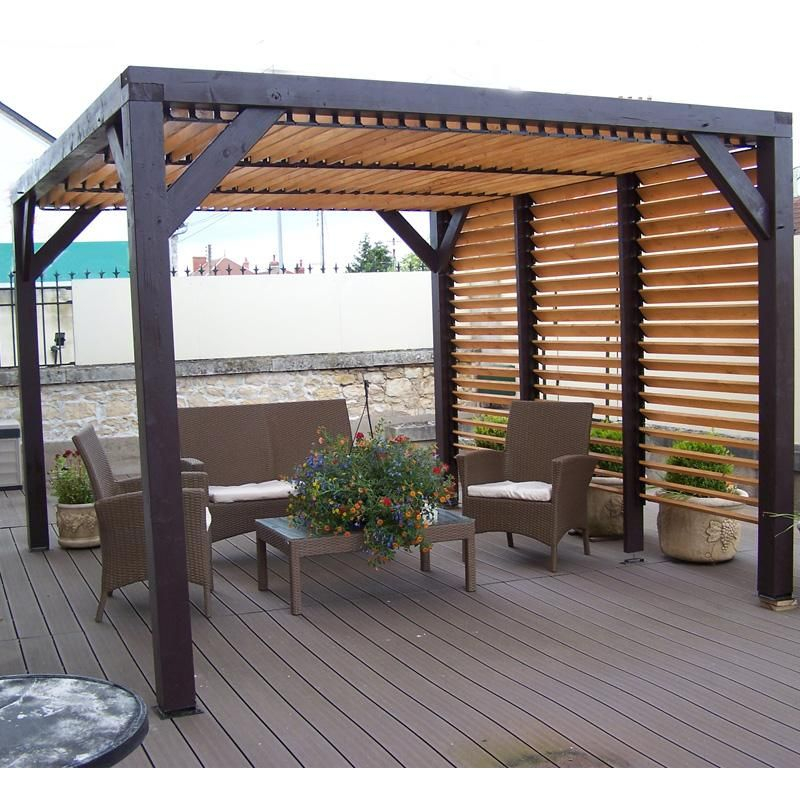  Toit  Pour Pergola  Pergola  En Bois  Avec Vantelles Amovibles 