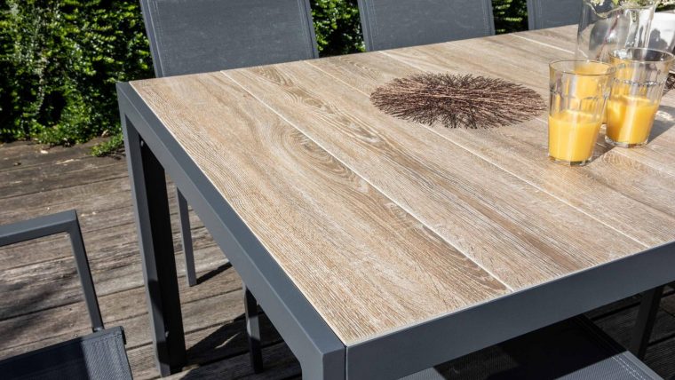 table de jardin aluminium plateau ceramique