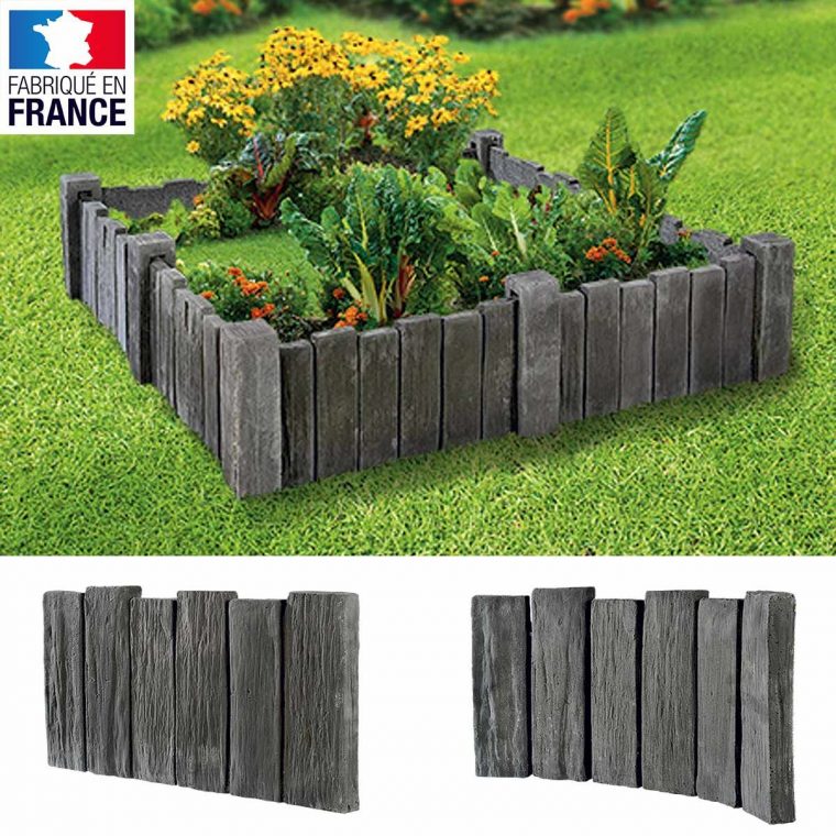 Bordurette Aspect Schiste En Pierre Reconstituée - Ton ... avec Bordure De Jardin En Pierre