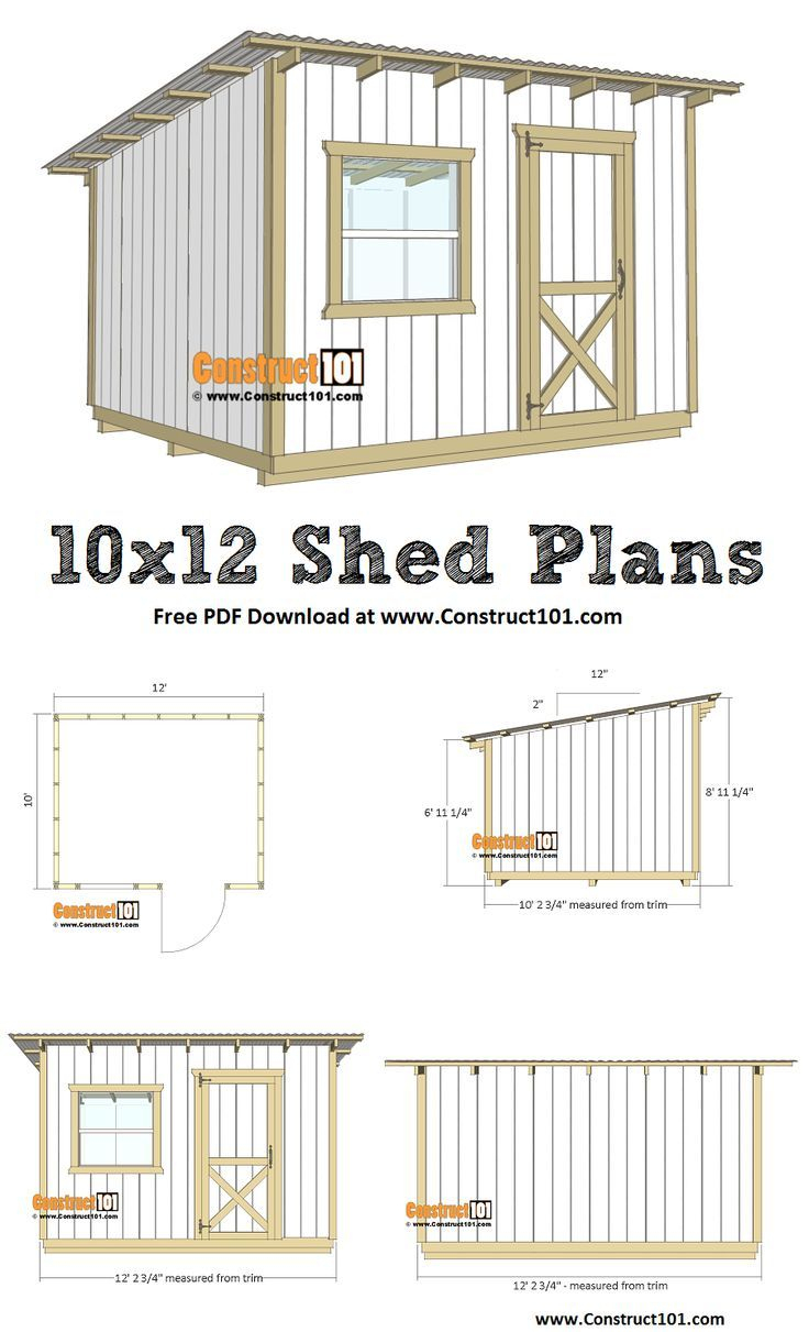 Plans Lean To Shed 10×12 – Téléchargement Pdf | Plan Abris ... destiné Plan Cabane De Jardin