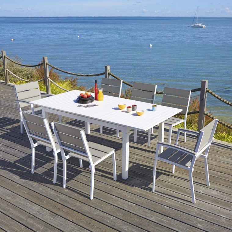 table de jardin alu blanc