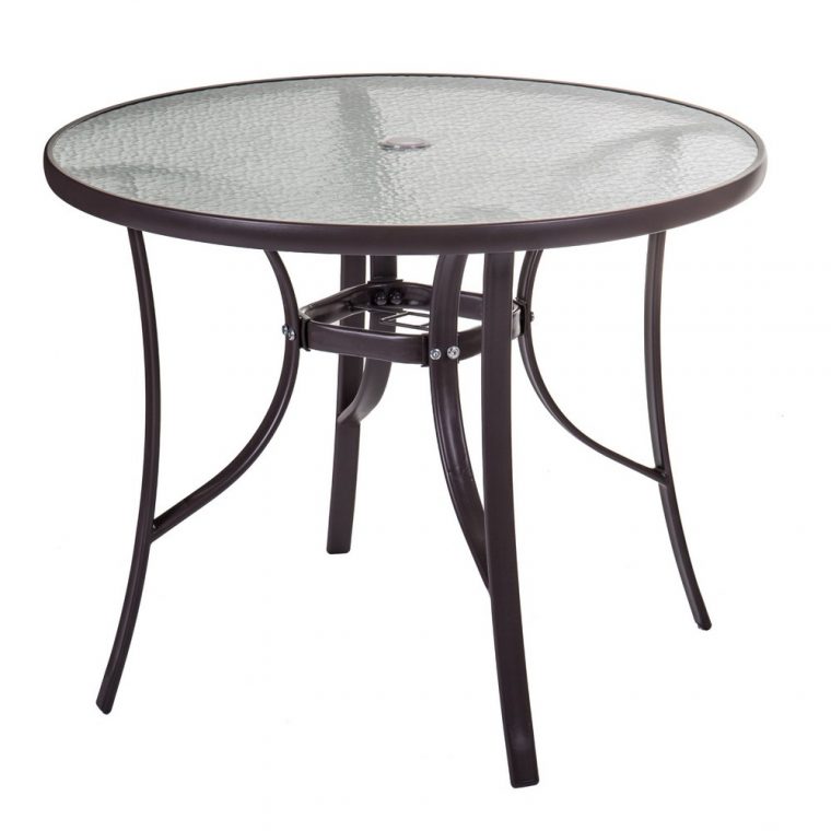 table jardin plateau verre