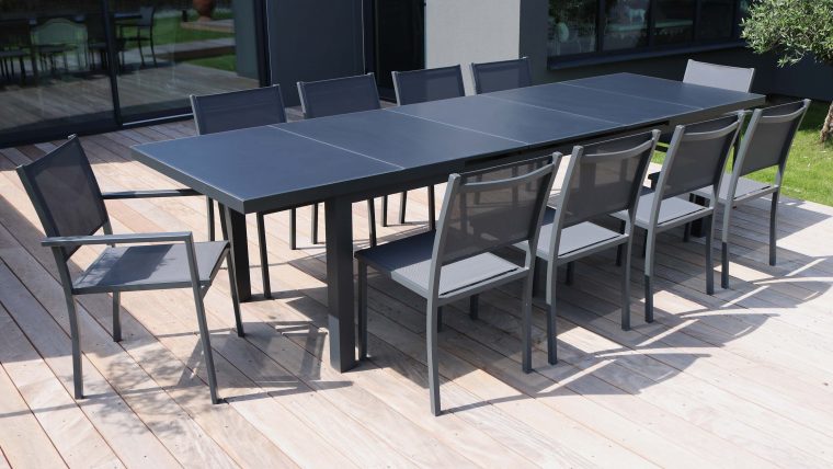 Table Jardin Extensible Rallonge 256/320 Cm 10 Places pour Table De Jardin Extensible Pas Cher