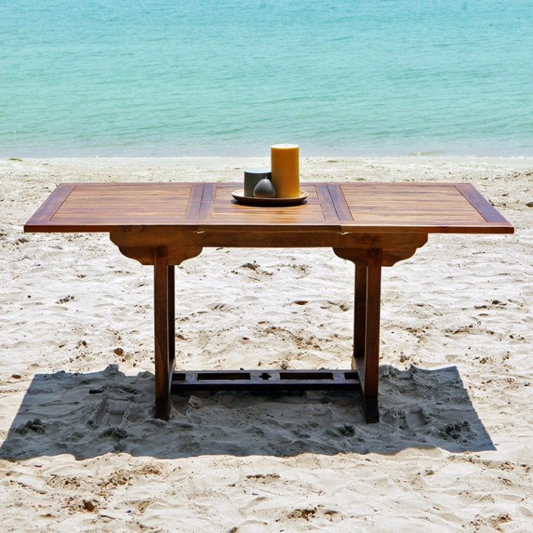 table de jardin en teck rectangulaire